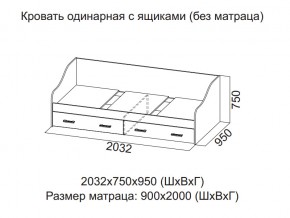 Кровать одинарная с ящиками (Без матраца 0,9*2,0) в Горнозаводске - gornozavodsk.magazin-mebel74.ru | фото